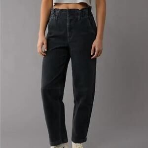 American Eagle High Rise Corduroy Barrel Pants Navy Blue 12 Short Petite